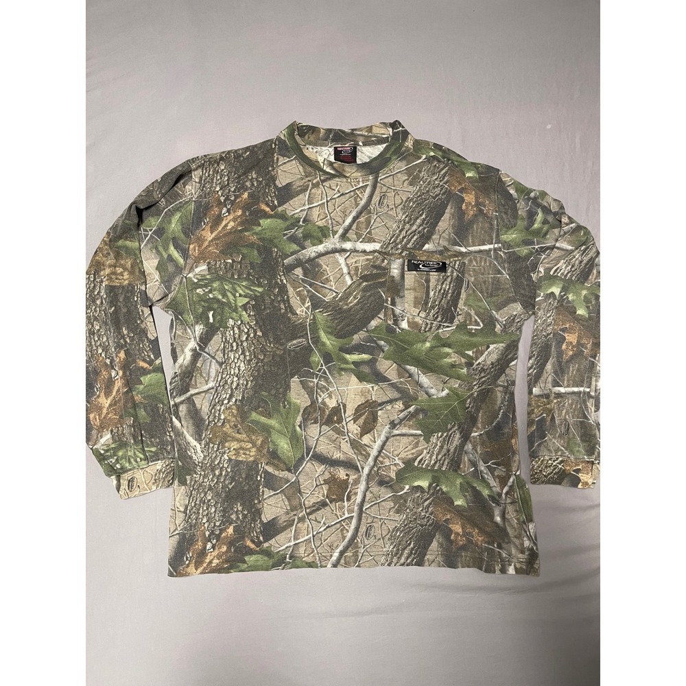 Realtree Pro-Series Camo Long Sleeve Pocket T-Shirt Mens Large Hardwoods Hunting
